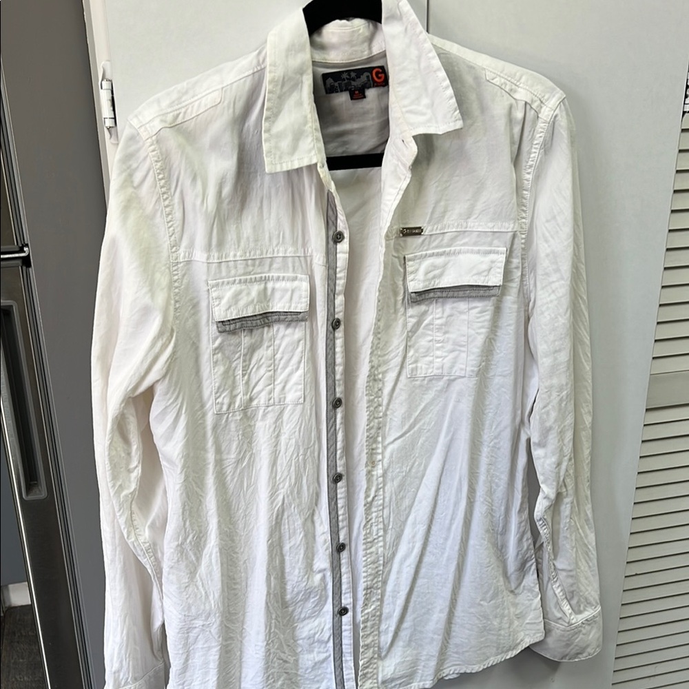 G by Guess White Casual Button Down Shirt